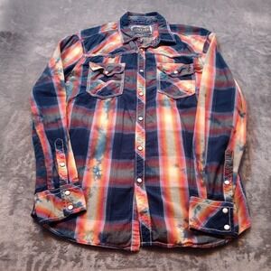 BKE Buckle Vintage Pearl Snap Shirt Mens Size Medium Western Plaid Long Sleeves